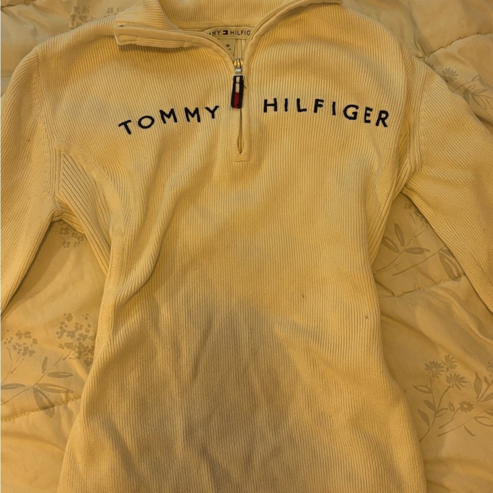 Tommy Hilfiger Men's Zip-Up Sweater in Cream